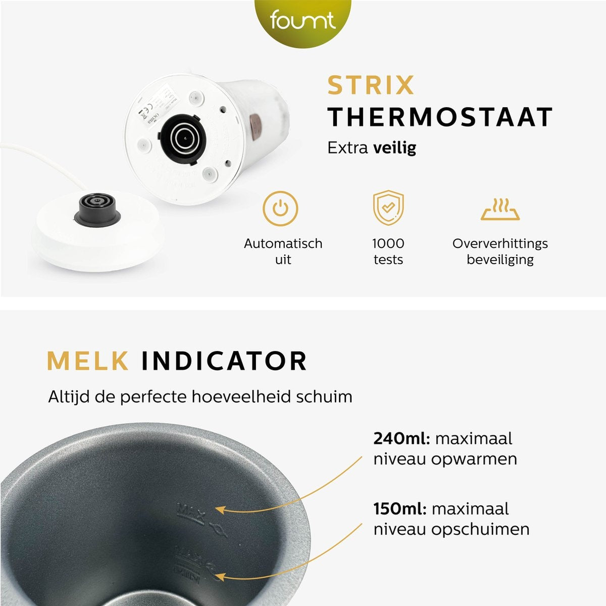 Ocina Elektrische Melkopschuimer - 4 in 1 - 240 ML - Wit
