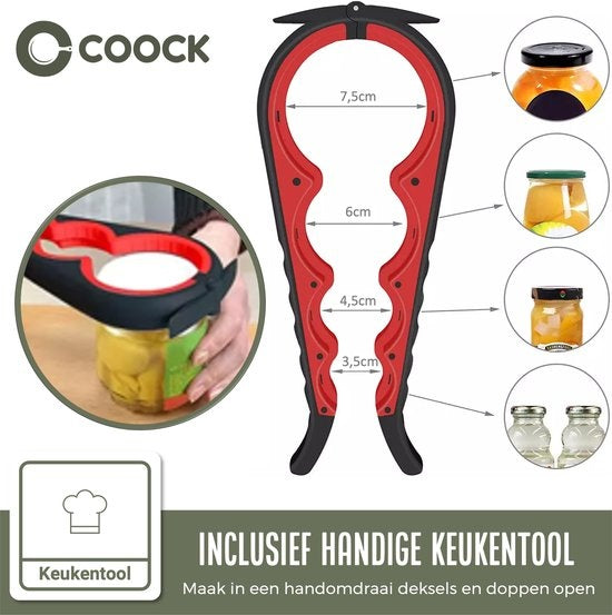 COOCK Keukengerei Set met Houder XL - Kookgerei Set 17 delig - Siliconen - BPA-Vrij & Plastic Vrij - Ophangbaar - Incl. Opener