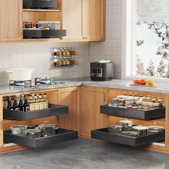Posity Schuiflade – Keukenkast Organizer – Gootsteenkast/Lade Organizer - binnenlade keuken – Uittrekbaar en Verstelbaar (32-52 cm) – Telescopisch – Zwart