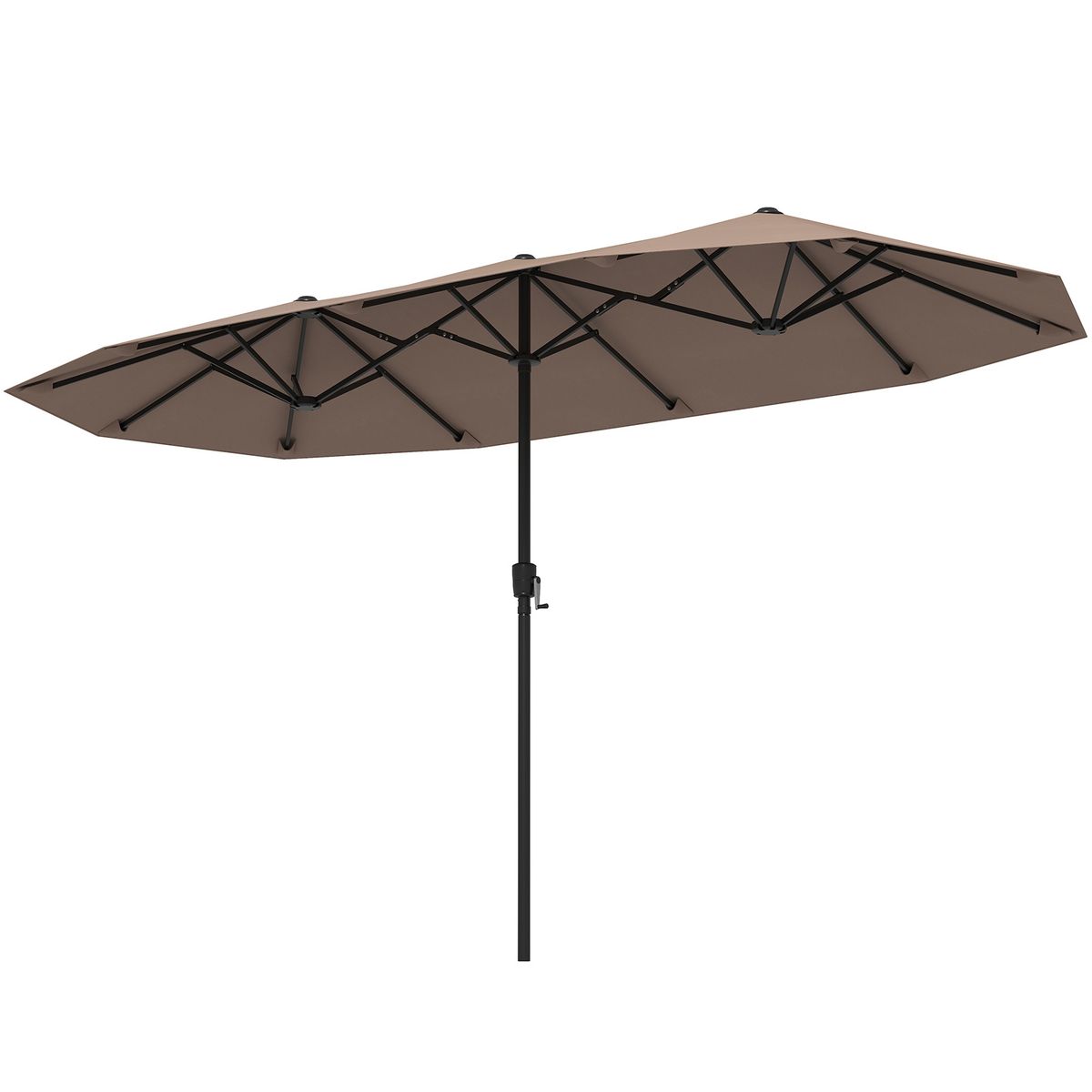Coast Dubbele Parasol - rechthoekig - waterafstotend polyester - 400 x 215 cm - bruin