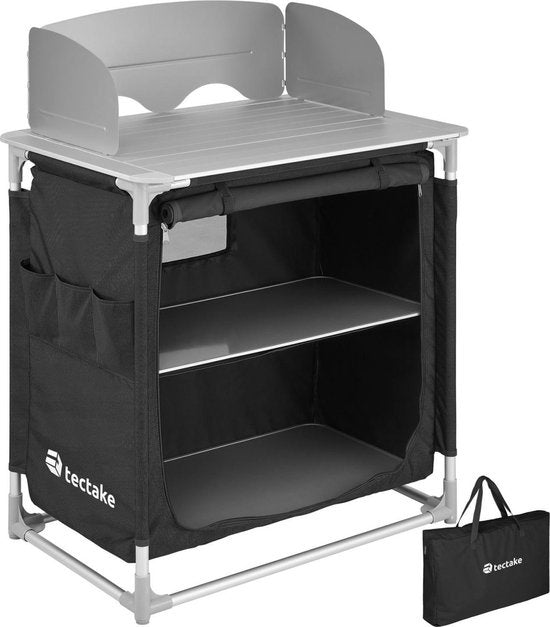 tectake - campingkeuken 76x53,5x107cm zwart - 403346