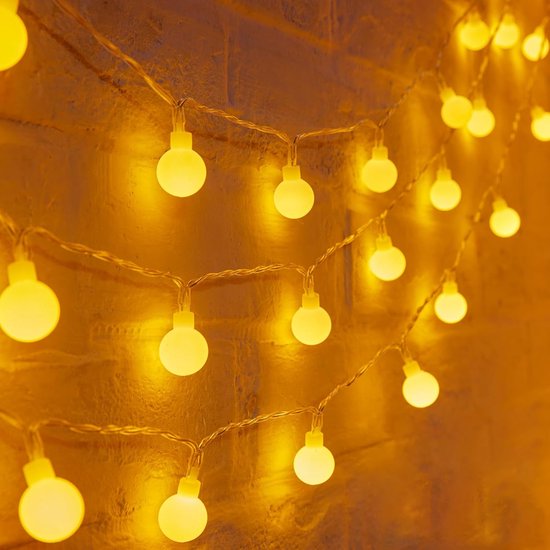 Foryouliving Lichtsnoer 10 Meter voor buiten - 50 Warm Wit LED Bollen - Koppelbaar Lichtslinger met 8 Functies - Tuinverlichting & Sfeerverlichting - Feestverlichting