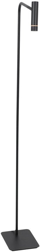 Vloerlamp Steinhauer Volari 4710ZW Zwarte kunststof en metalen lamp 120cm hoog, dim-to-warm LED met draaibare en kantelbare kop voor binnengebruik