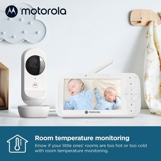 Motorola Nursery VM35-2 - Babyfoon met Ingebouwde Microfoon - 2 Cameras met Nachtvisie  - 5 Inch Scherm - Wit
