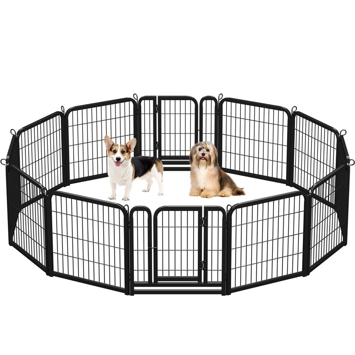 Yaheetech Puppyren 12-delig – 246 × 122 × 60,5 cm – Zwart – Opvouwbaar met Deur