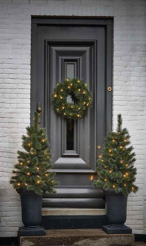 Black Box Trees Glendon Kunstkerstboom in Pot met 30 LED lampjes - H90 x Ø51cm - Groen