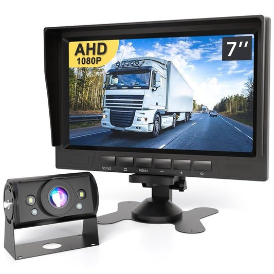 Strex Achteruitrijcamera Set Bedraad HD 1080P - 7" Scherm - 18LED Nachtzicht 15m - IP69 Waterdicht - Achteruitrij Camera