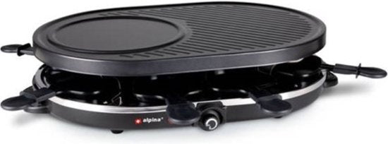 Alpina Gourmetstel - Bakplaat - met Pannetjes en Spatels - 1200W - 8 Personen