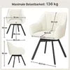 Yaheetech Eetkamerstoel met Armleuningen – Beige – 55 x 58,5 x 82 cm – 360° Draaibaar met Fluwelen Bekleding