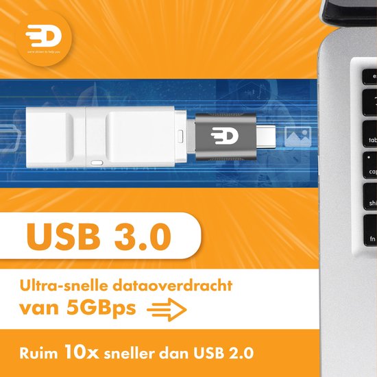 Drivv. USB C naar USB A Adapter – 2 stuks - Space Grey - Thunderbolt 3 - USB 3.0 - 5Gbps