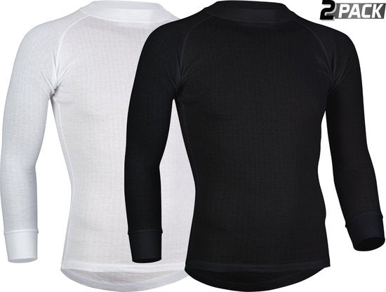 Avento Thermoshirt Lange Mouw - Heren - 2-Pack - Zwart - Maat L