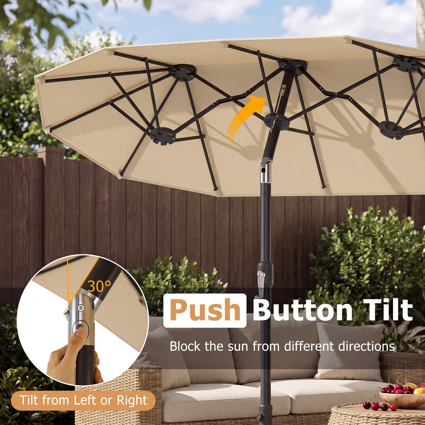Coast Dubbele Parasol 300 x 160 cm - Rechthoekig - Kantelbaar - Beige