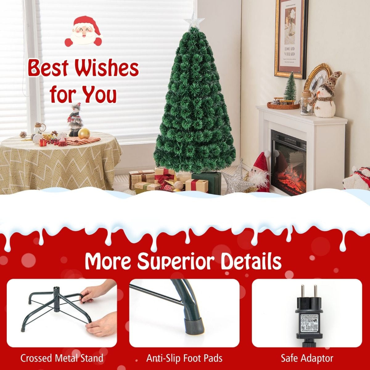 Coast Kunstkerstboom met Warm Witte LED-lampjes en Verlichte Ster - 150cm