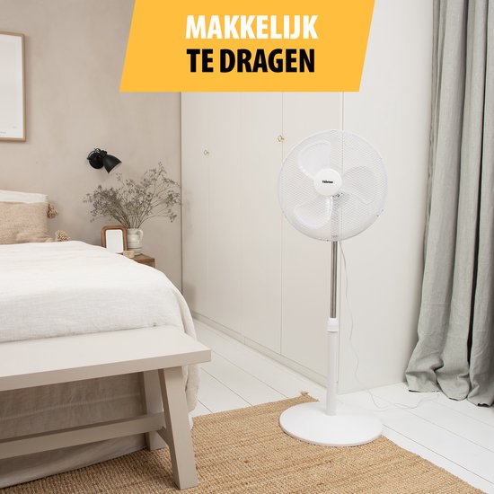 Tristar Voetventilator – 85–120 cm Verstelbaar – 85° Oscillerend – 3 Snelheden – VE‑5757 – Wit
