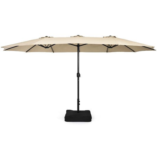 Coast Dubbele Terrasparasol met Standaard - XXL schaduw - Zwengelmechanisme - Beige 451,5 x 264 cm
