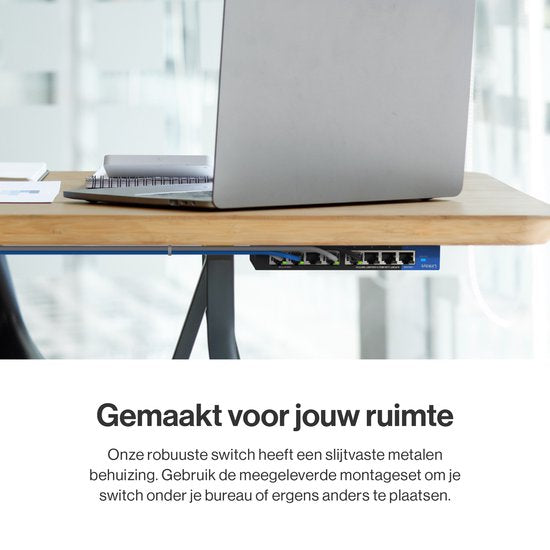 Linksys LN2308 - Netwerk Switch - Unmanaged - 2500 Mbps - 8-Poorten