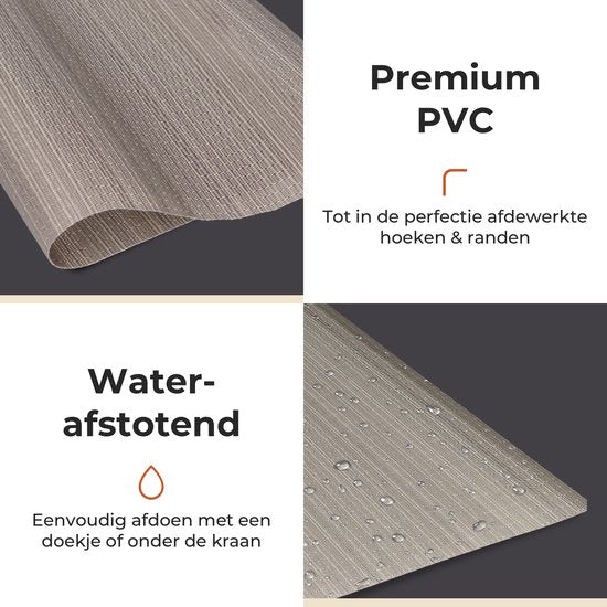 Castagnola Placemats - Placemat van Kunststof - Onderlegger - Onderzetter - Placemats Plastic en PVC - 6 Stuks - 45 x 30 cm - Bruin