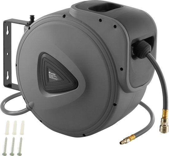 tectake Persluchtslang met haspel 30 m - 403431