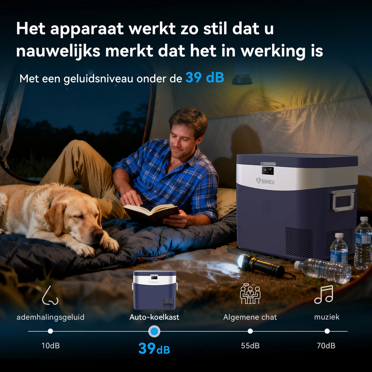 BINGI 22 L Draagbare Compressor Koelbox – 12/24 V DC – Snelle Koeling – Camper, Truck & Camping – Blauw