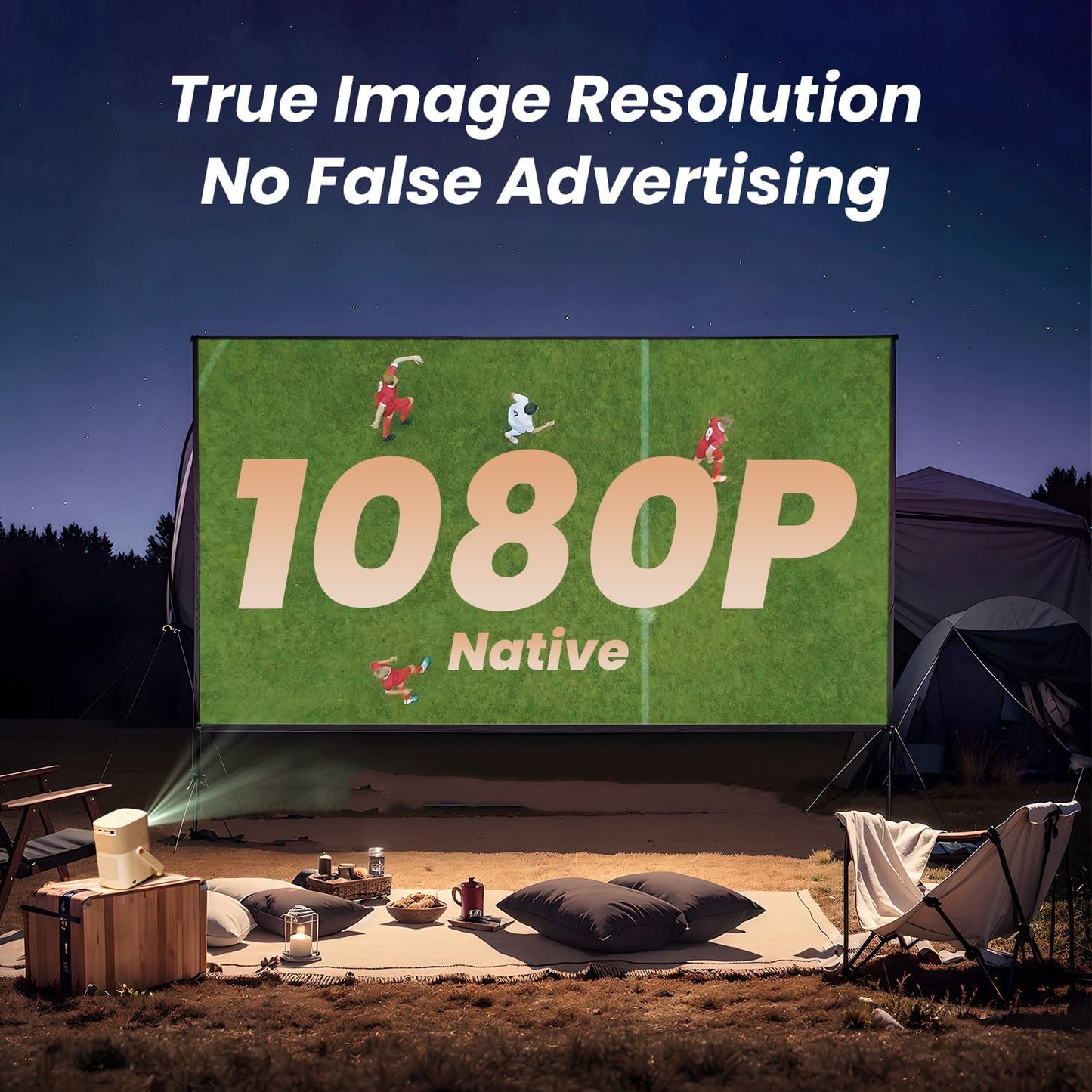Yaber T2 Outdoor Projector - Native 1080P - WiFi 6 - JBL & Dolby Audio - Ingebouwde Batterij - Bluetooth