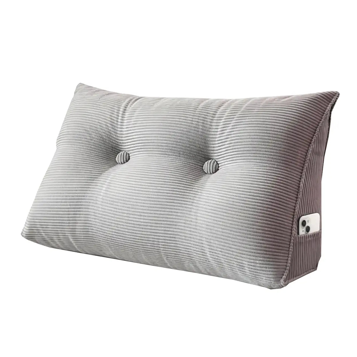 Xllx Rug- en Leeskussen - Wasbare Hoes en Zijvak - 80 × 50 × 20 cm - Grijs