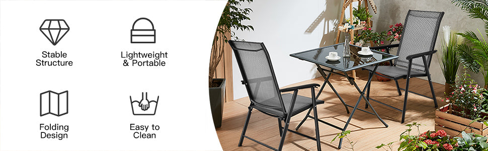 Coast 2-Pack Opvouwbare Klapstoelen Campingstoelen Grijs