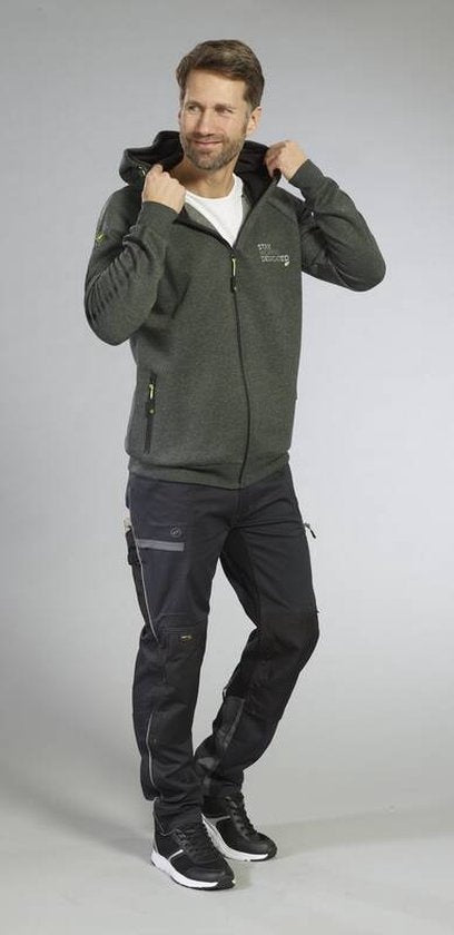 TERRAX WORKWEAR Sweatjacket met Capuchon, Groen/Zwart, Maat L