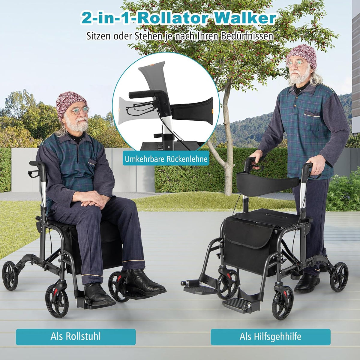 Coast Opvouwbare Rollator - Multifunctioneel - Verstelbare Hoogte - Met Tas en Stokhouder - Zwart