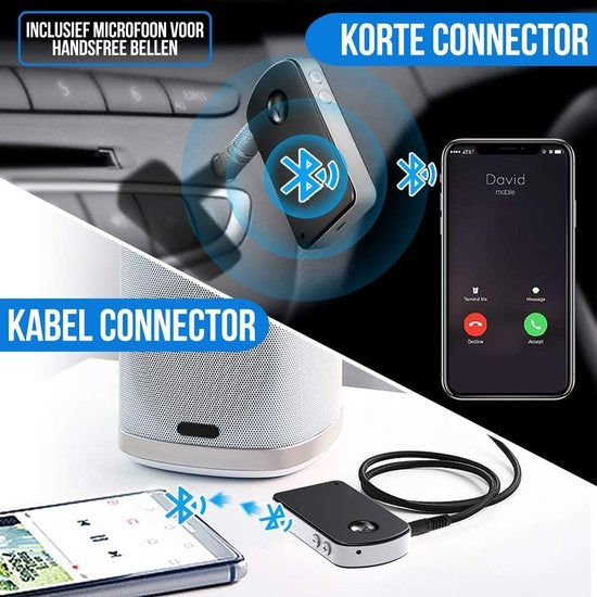 Strex Bluetooth Receiver - BT 5.0 - 3.5MM AUX - Bluetooth Ontvanger - Handsfree Bellen - Bluetooth Audio Receiver - Bluetooth Auto via AUX