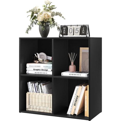 WOLTU Boekenkast Zwart - 59,6 x 29 x 59,8 cm - 4 Vakken - Melamine