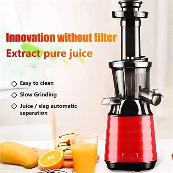 Fuegobird Slowjuicer - Voor Groente en Fruit - 800ml - Rood