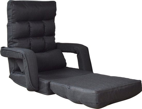VDD Gaming - Loungestoel - Uitklapbaar tot een ligstoel - Zwart -71x51x50cm