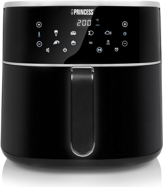 Princess Digitale Airfryer XXL 182254 - 8 liter - Extra Groot - PFAS vrij - Heteluchtfriteuse - Inclusief in hoogte verstelbaar Grillrack - Digital Touchscreen - 8 Automatische Programma's - 1800W - Zwart