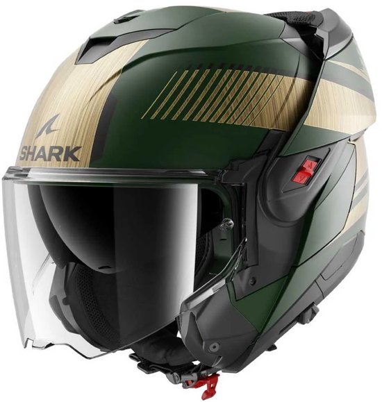 Shark Oxo systeemhelm motorhelm Sikter mat groen goud - Maat M