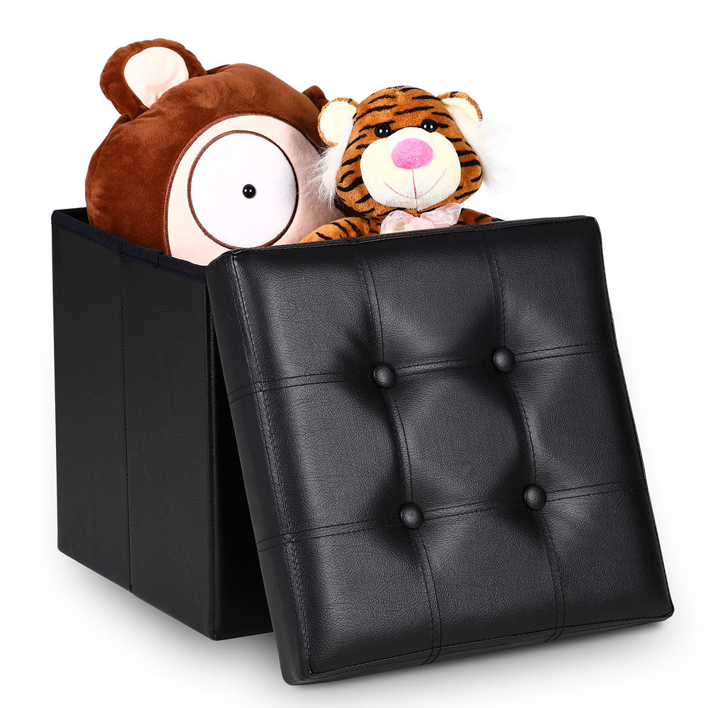 Casaria Zitbank met Opbergruimte - 38x38x38cm 40L Kunstleer – Zwart