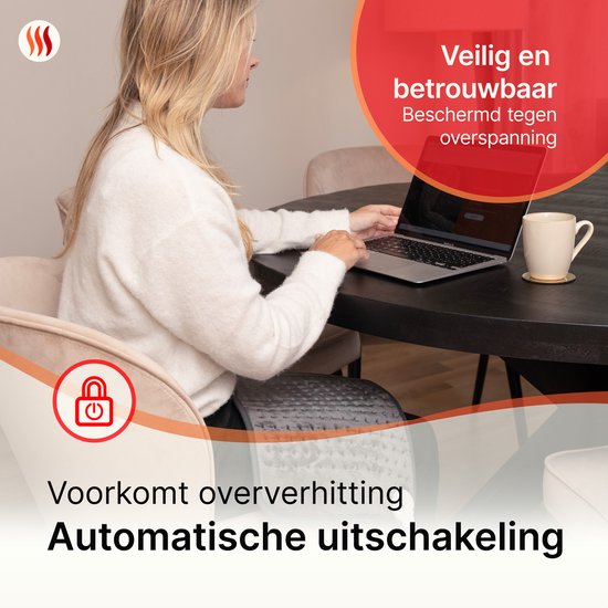 Seranova Elektrisch Warmtekussen voor Rug, Voeten, Nek, Schouders, Buik - Heating Pad - Verwarmingskussen - Wasmachine - 40x30cm - Donkergrijs
