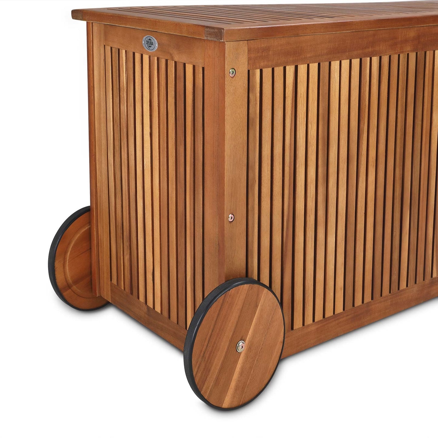 Casaria Opbergbox – Waterdicht Acaciahout met Wielen & Binnenzeil – 117 x 52 x 58,5 cm – Bruin