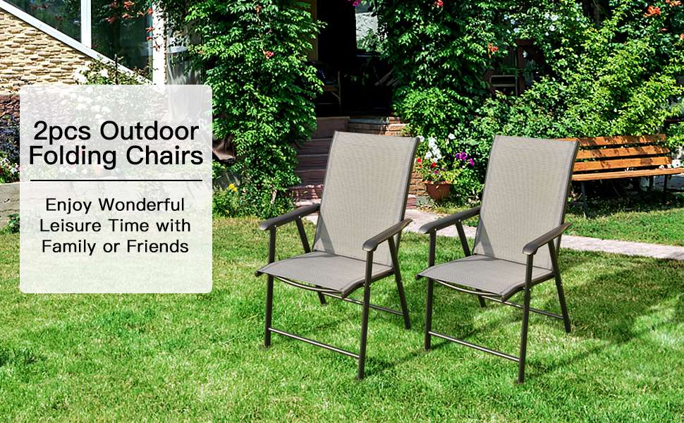 Coast 2-Pack Opvouwbare Klapstoelen Campingstoelen Grijs