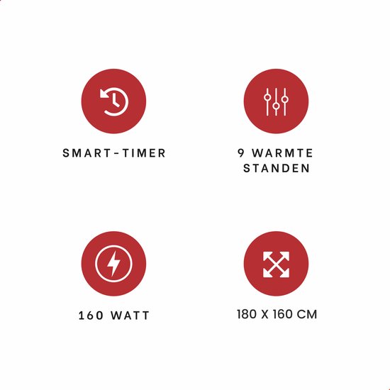 DistinQ Elektrische Bovendeken XXL 180x160 cm - 2 persoons omslagdeken - 160Watt - Automatische Uitschakeling - Oververhittingsbescherming - 9 Standen - Warmtedeken - Beige Energiezuinig -