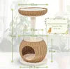 Yaheetech Krabpaal met Kattenmand en Kattenhuis - Beige - 40 x 40 x 75 cm