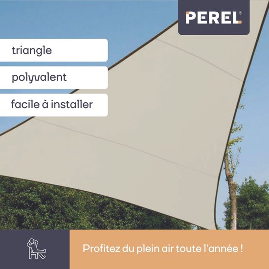 Perel Schaduwdoek waterafstotend 3.6 x 3.6 x 3.6 m 160 g/m² polyester driehoek crème