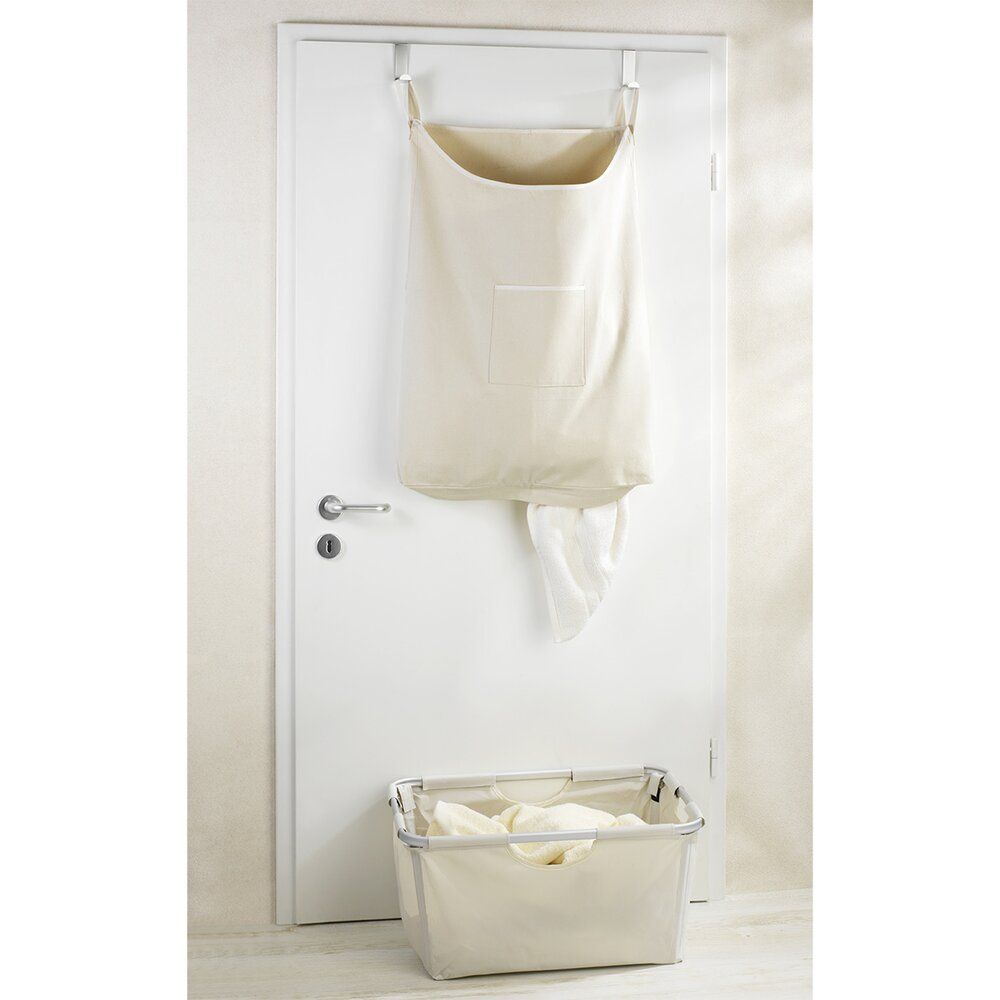 WENKO Canguro Over-Deur Wasmand Beige - 65L - Katoen - Met RVS Haken