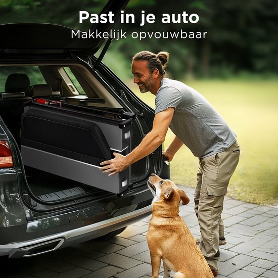 TrevoPet® Hondenfietskar XL - Opvouwbare Fietskar Hond - Hondenkar met Loopplank, Veersysteem & Weerbestendig - Geschikt voor E-Bikes - 45 kg - Grijs