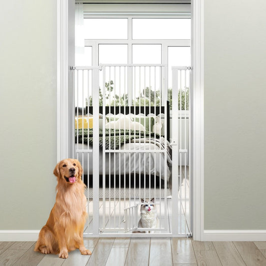 Coast Dierenbarrière - extra hoog veiligheidshekje - verstelbaar zonder boren - wit 77-104 x 150 cm