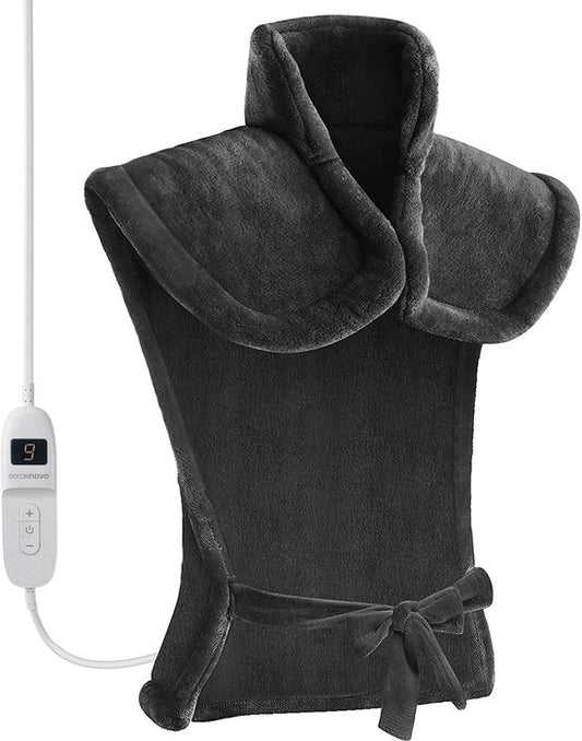 Seranova Verzwaard Elektrisch Warmtekussen voor Rug, Schouders en Nek - Heating Pad - Verwarmingskussen - 1.3KG - 100w - Grijs