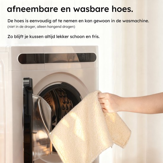 Warmtekussen – 3 warmtestanden – Warmtekussen Oplaadbaar – 10k mAh Powerbank – Draadloos – Warmte Kussen – 40 x 40 cm – Bouclé Off-white – Saaf Comfort