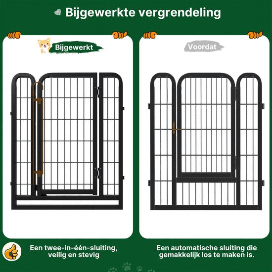 Yaheetech Puppyren 80 cm - 8-delig - Opvouwbaar - Automatische Vergrendeling