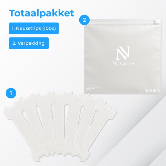 Nuvance Neusstrips 100 Stuks - Neuspleisters - Transparant - Anti Snurk Pleisters - Neusspreider - Snurken - Betere ademhaling