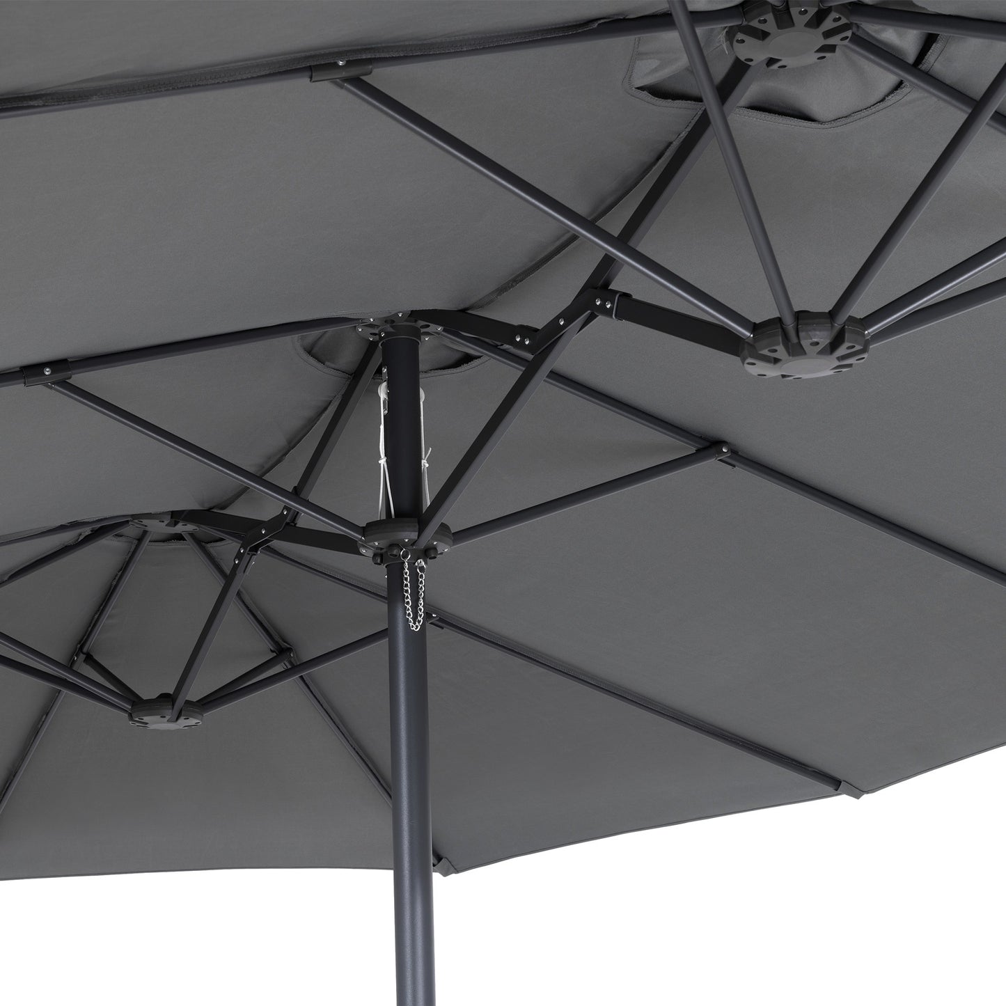 Kingsleeve Dubbele Parasol XXL met Zwengel – 100% polyester - Antraciet - 460x270 cm