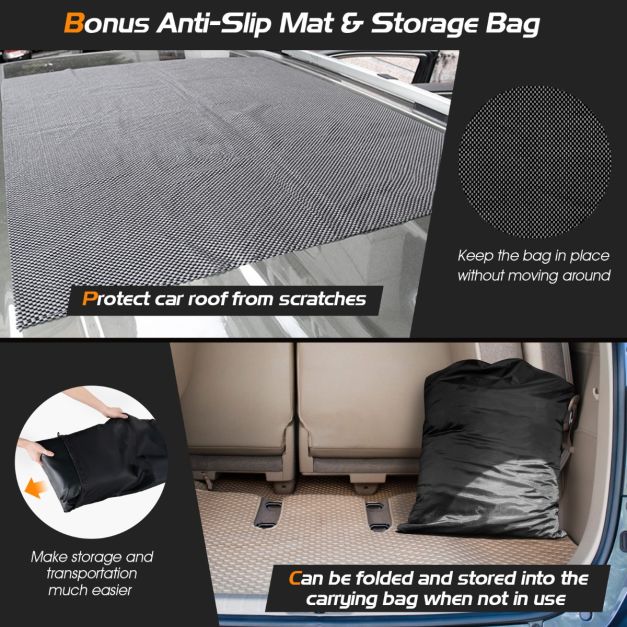Costway Dakdrager – Waterdicht & Incl. Antislipmat – 560 liter – 132 x 100 x 43 cm – Zwart/Oranje